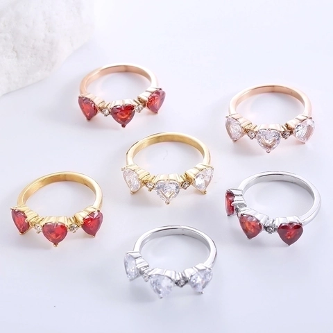 Anillos En Forma De Corazón Para Mujeres Acero Inoxidable 316L Zirconia Cúbica Joyas De Moda Hip Hop