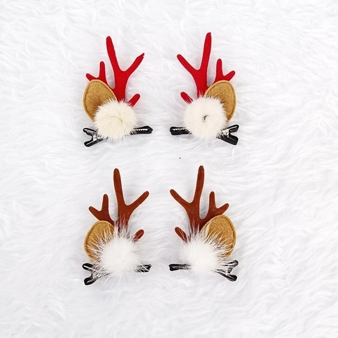 Mollette Per Capelli Di Natale Corna Di Renna Cappello A Maglia Peluche Pelliccia Campanello Clip A Becco D'Anatra Copricapo Da Festa Carino