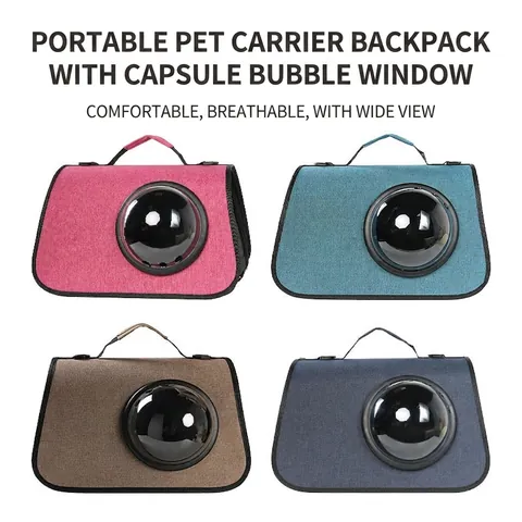 Portable Pet Carrier Bag Space Capsule Bubble Window Breathable Mesh Foldable Travel Handbag For Cats Small Dogs Oxford Cloth