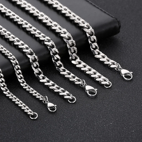 Collana A Catena Minimalista Cuban Link Gioielli In Acciaio Inossidabile Acciaio Al Titanio Chiusura A Aragosta Per Uomo Donna