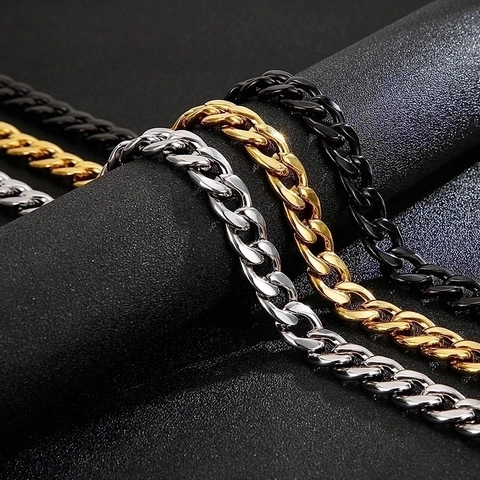 Collana A Catena A Maglia Cubana Acciaio Inossidabile 304 Spessa Stile Hip Hop Punk Gioielli Di Moda Per Uomini Con Chiusura A Aragosta