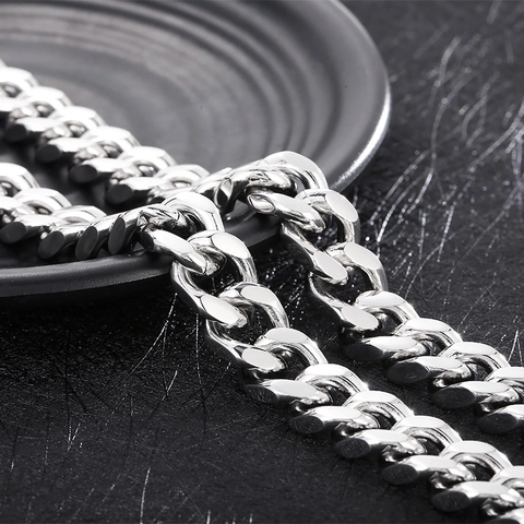 Collana A Catena Cubana Da Uomo Argento Acciaio Inossidabile Lucido Robusto Stile Hip Hop Gioielli Di Moda Accessori Regalo
