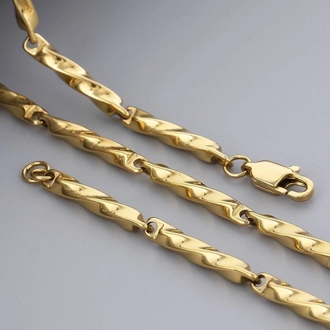 Collar Pulsera De Cadena Retorcida Mobius De Acero Inoxidable Joyería Minimalista Para Hombre Mujer