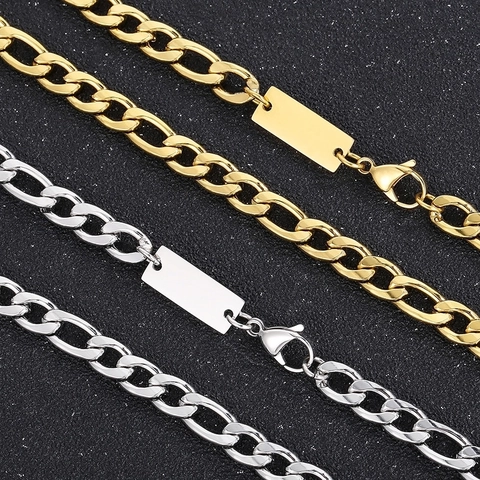 Figaro Halskette Mit Rechteckigem Bar Anhänger Edelstahl Minimalistischer Hip Hop Schmuck Für Herren Und Damen