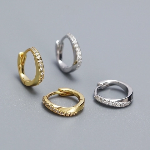 925 Sterling Silber Creolen Für Damen Unregelmäßige Geometrische Zirkonia Eingelegt Luxus Minimalistischer Schmuck