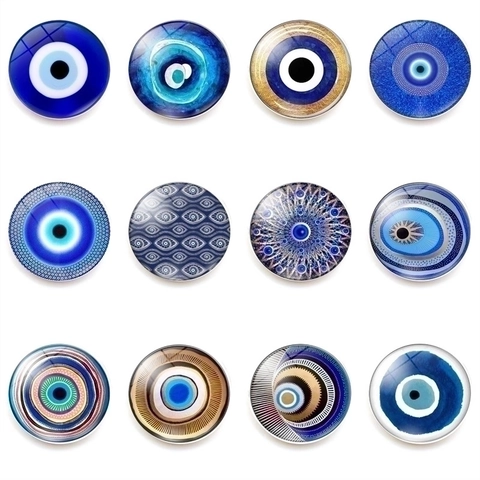Turkish Evil Eye Fridge Magnets Round Crystal Glass Blue Nazar Refrigerator Magnetic Mandala For Kitchen Home Decor