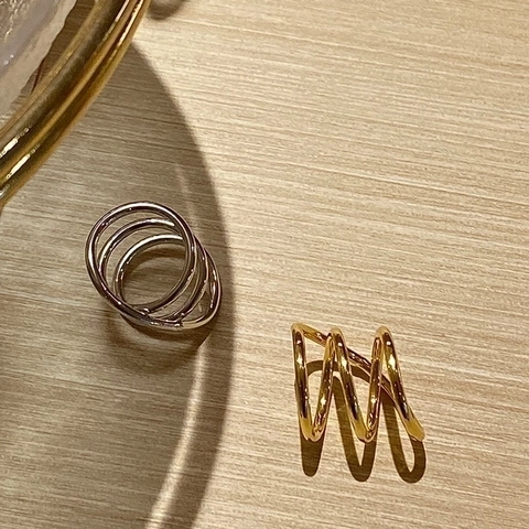Anello in Rame con Linee a Più Strati Minimalista Donna Geometrico a Croce Regolabile Gioielli di Moda Accessori