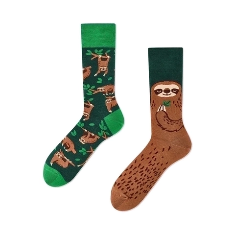 Creative Asymmetric Cartoon Animal Pattern Cotton Crew Socks For Men Women Trendy Casual Jacquard Mid-Calf AB Fashion Socks