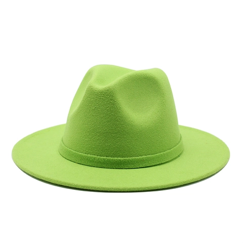 Sombrero Fedora Clásico Vintage De Ala Ancha De Fieltro De Lana Gorra De Jazz Con Decoración De Cinta Color Sólido Para Hombres Y Mujeres