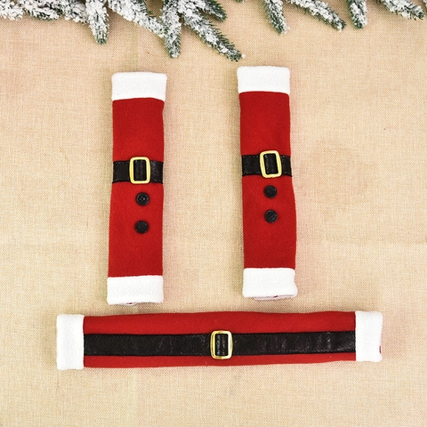 Santa Claus Appliance Handle Covers Brushed Fabric Kitchen Fridge Microwave Oven Decoration Protective Sleeve