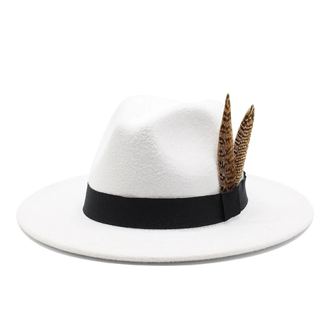 Chapeau Fedora En Feutre De Laine À Bord Large Avec Décoration De Plumes Style Britannique Vintage Pour Hommes Femmes