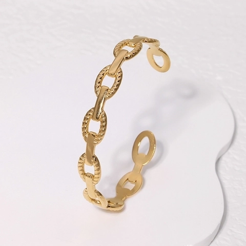 Brazalete Abierto De Cadena Geométrica De Acero Inoxidable Joyería De Moda Minimalista