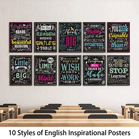 Poster Motivazionali Inglesi Ispiratori Arte Da Parete In Tessuto Di Raso Senza Cornice Stile Lavagna Aula Scuola Ufficio