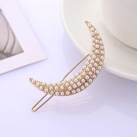 Fermagli Per Capelli Luna Stella Lega Strass Künstliche Perle Artificiali Forcine Copricapo Elegante Minimalista Accessori Moda Donna Ragazze
