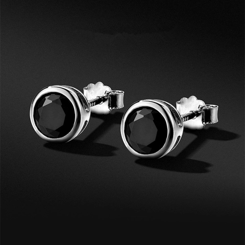 Hip Hop Titanium Steel Round Rhinestone Stud Earrings For Men Women Classic Geometric Inlaid Fashion Jewelry Accessories