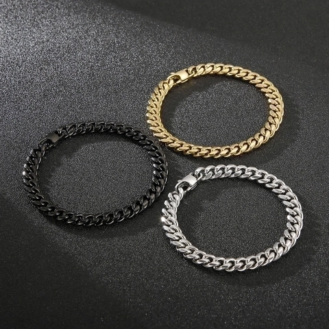 Collana E Bracciale A Catena Cuban Link Acciaio Inossidabile 316L Hip Hop Rock Gioielli Lucidati Per Uomo Donna