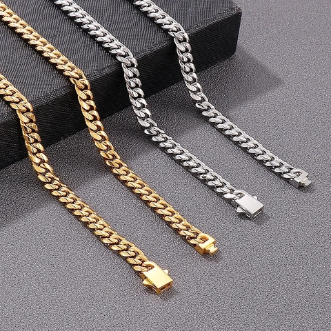 Collar De Cadena De Eslabones Cubanos De Acero Inoxidable Hip Hop Moda Joyería Minimalista Para Hombres Mujeres Unisex