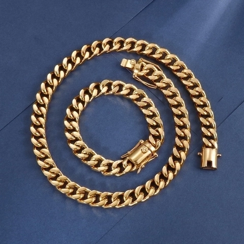 Collana A Catena A Maglia Cubana Da Uomo Acciaio Inossidabile Lucidato Hip Hop Punk Gioielli Accessorio