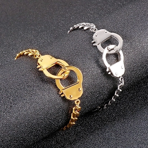Bracciale A Catena Cubana Con Chiusura A Manette In Acciaio Inossidabile Gioielli Hip Hop Punk Per Uomini Donne Moda