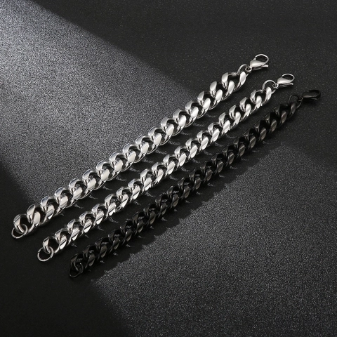 Pulsera De Cadena Cubana Para Hombre Acero Inoxidable 316L Hip Hop Streetwear Joyería Pulida Pesada