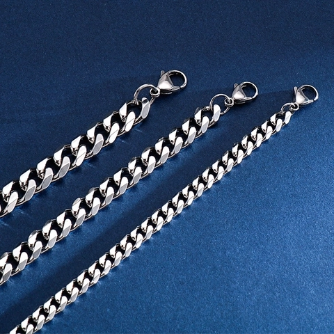 Pulsera De Cadena Cubana Para Hombre De Acero Inoxidable Minimalista Estilo Punk Color Plata Joyería