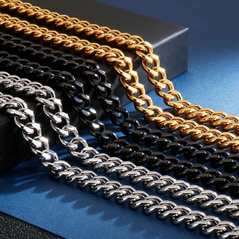 Collana A Catena Cuban Link Da Uomo In Acciaio Inossidabile Con Chiusura In Strass Hip Hop