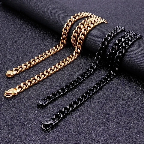 Collana A Catena Cubana Da Uomo Acciaio Inossidabile Lucidato Chiusura Incisa Hip Hop Punk Gioielli Alla Moda Regalo