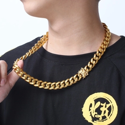 Collana A Catena Cubana Da Uomo Acciaio Inossidabile 316L Hip Hop Streetwear Gioiello Lucido Pesante