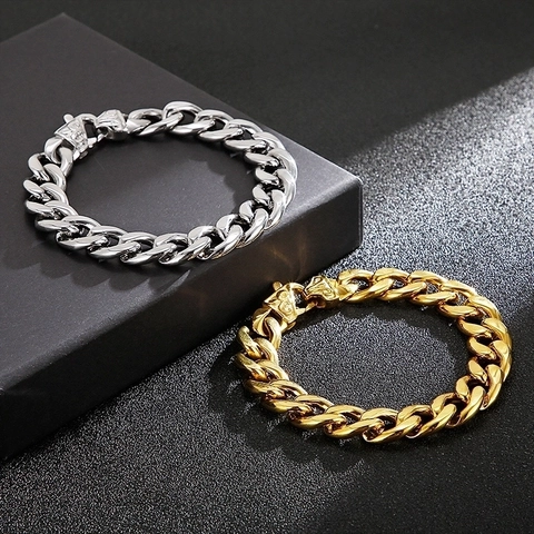 Collar Pulsera De Cadena De Eslabones Cubanos De Acero Inoxidable Con Cierre De Patrón Floral Hip Hop Streetwear Hombres Mujeres