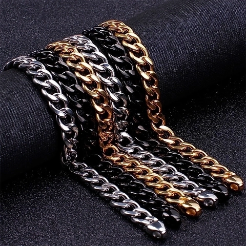 Cadena Cubana Collar Pulsera Acero Inoxidable 316L Hip Hop Rock Joyería Para Hombres