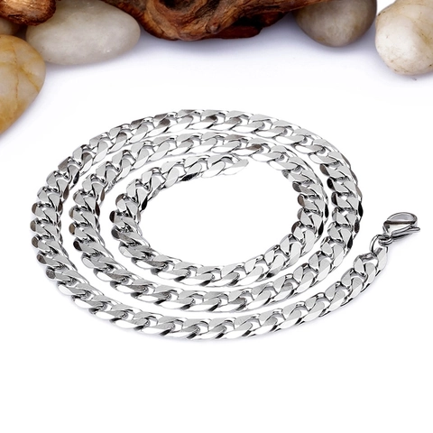 Collar De Cadena De Eslabones Cubanos Acero Inoxidable Rombo Hip Hop Joyería Para Hombres