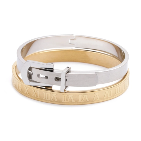 Edelstahl Armreif Mit Römischen Ziffern Und Geflochtenes Drahtseil Armband Herren Hip Hop Punk Schmuck Gürtelschnalle