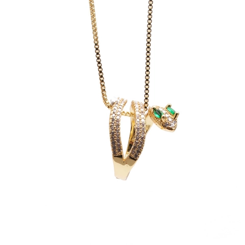Collana Con Ciondolo A Serpente In Rame Placcato Oro Con Zirconi Cubici Colorati Gioielli Animali Per Donne