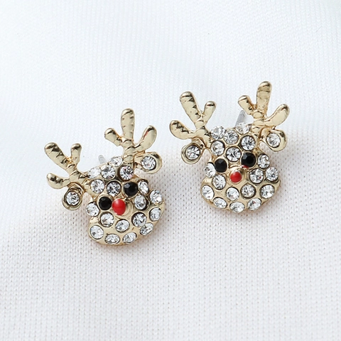 Boucles D'oreilles De Noël Alliage Strass Émail Renne Bonnet De Père Noël Bonhomme De Neige Bijoux Festifs Pour Femmes