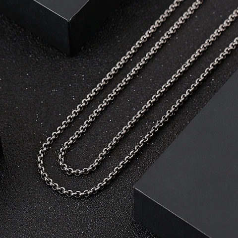 Collana A Catena Rolo In Acciaio Inossidabile Accessori Per Gioielli A Maglie Tonde Con Chiusura A Moschettone Per Uomo Donna