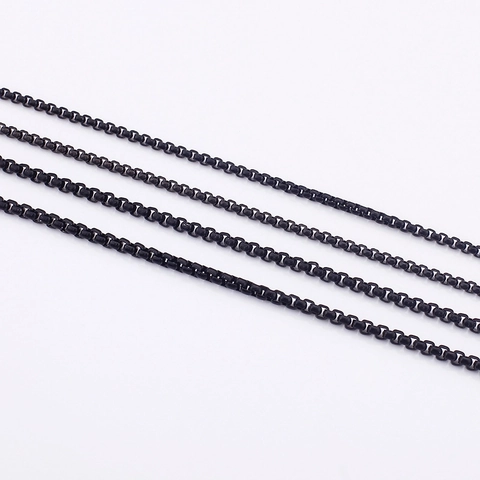 Schwarze Box Chain Halskette Titanstahl Elektroplattiert Geometrisch Punk Hip Hop Schmuck Für Herren Damen