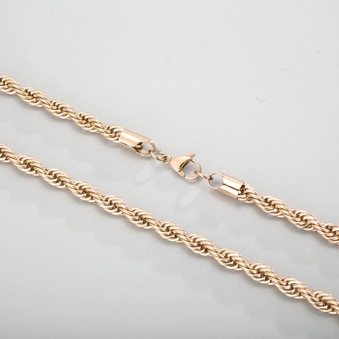 Minimalist Rope Chain Necklace Stainless Steel Twisted Link Chain Rose Gold Plated For Men Women Simple Versatile Jewelry