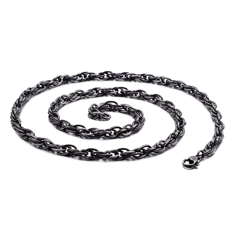 Retro Roestvrijstalen Twist Touw Ketting Ketting Individuele Verbonden Schakels Sieraden Voor Mannen Met Kreeftsluiting