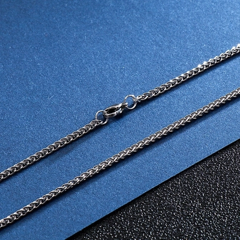 Men Chain Necklace 316L Stainless Steel Spiga Wheat Link Polished Punk Hip Hop Jewelry