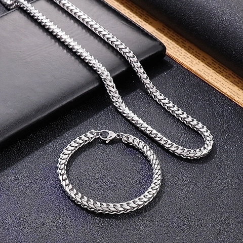 Collar Hombre Cadena Spiga Acero Inoxidable Hip Hop Punk Estilo Eslabón Franco Wheat Joyería Streetwear
