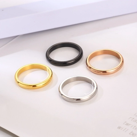 Anillo De Banda Minimalista Acero Inoxidable Pulido Joyería Clásica Unisex