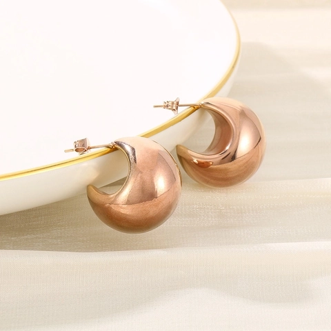 Pendientes De Aro Geométricos Con Forma De Media Luna Hueca De Acero Inoxidable Joyería Minimalista Para Mujer Hipoalergénica