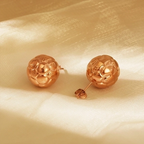 Boucles D'oreilles Foot En Acier Inoxydable Sphère Creuse Texture Sportive Bijoux De Mode Pour Femmes