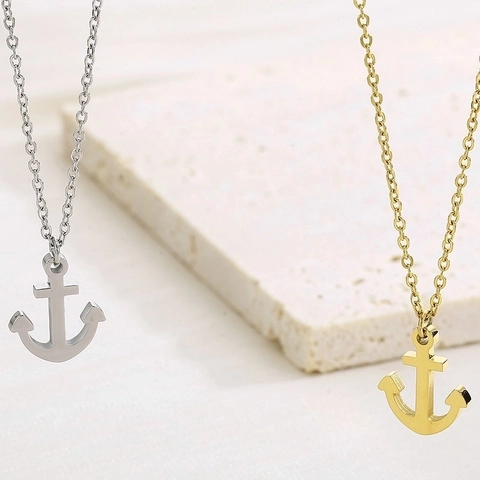 Anker Hanger Ketting Titanium Staal Nautische Maritieme Stijl Minimalistische Sieraden Voor Mannen En Vrouwen