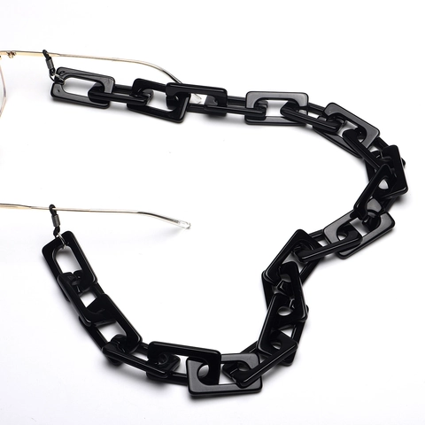 Brillenkette Acryl Schwarz Rechteckige Glieder Rutschfest Brillenband Retro Sonnenbrillenband Accessoire
