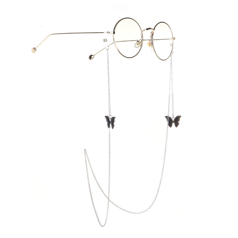 Fashion Butterfly Temperature Sensitive Color Change Glasses Chain Metal Anti-lost Eyewear Holder Strap With Silicone Loops