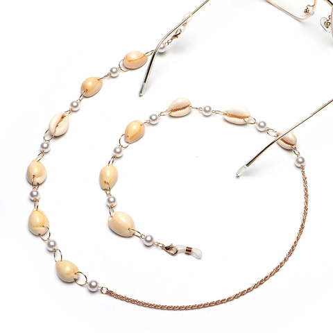 Glasses Chain Shell Faux Artificial Pearl Gold Alloy Anti-Slip Lanyard Bohemian Beach Style For Sunglasses Eyewear Fashion Accessory