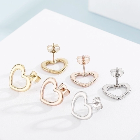 Hollow Heart Necklace Bracelet Earrings 316L Stainless Steel Minimalist Korean Style Jewelry For Women