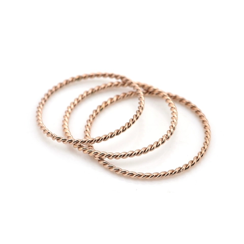 Ringen Met Gedraaide Touwtextuur Titaniumstaal Roségoud Vintage Stapelbare Minimalistische Mode-Sieraden Voor Dames