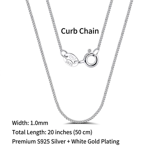 Collar De Cadena Curb Plata De Ley 925 Minimalista Joyas Para Mujer